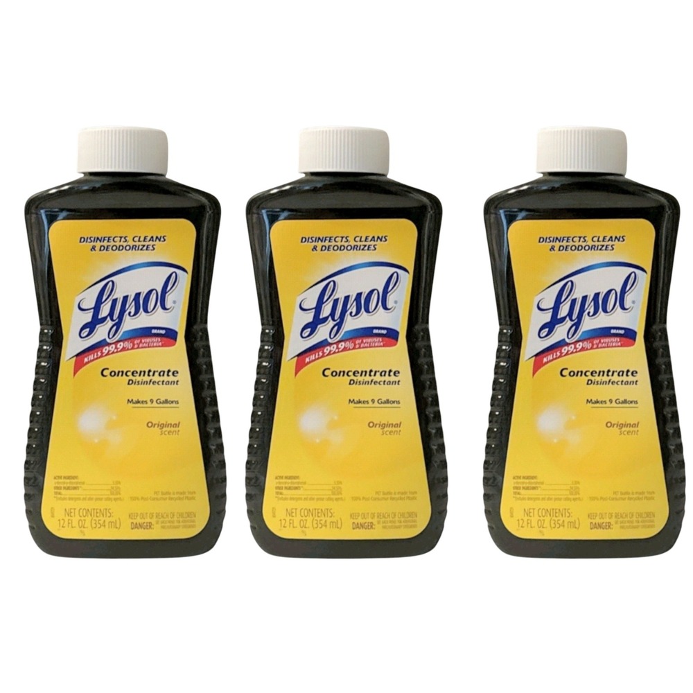 Lysol Concentrate Disinfectant Original Scent 12 fl oz Bottles Lot of 3